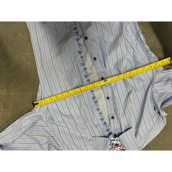Robert Graham Shirt Mens M Multicolor Striped Cotton Flip Cuff Button Up - Picture 4 of 5